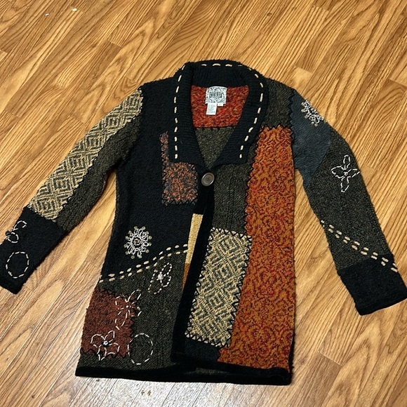 Curio Wool Blend Boho Long Cardigan SZ Large - Picture 7 of 11